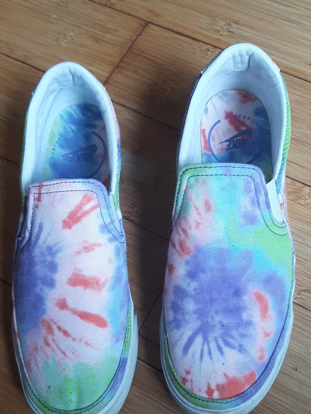 Nike Women's Slip-On Sneakers - Purple, Green, Blue And Orange Tie-Dye - Picture 5 of 7
